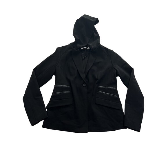 Blanc Noir Gayatri Hooded Blazer in Black - Picture 1 of 5